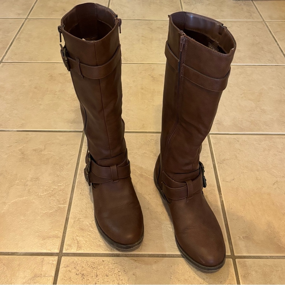 Fergalicious Brown Over the Knee Boots with Suede Finish